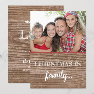 Rustieke familie houdt van moderne kerstvakantie kaart