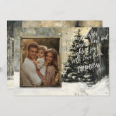 Rustieke familie kerst Kaart met Snowy Tree (Voorkant / Achterkant)