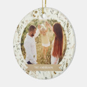 Rustieke Familie Kerstfoto Collage Keramisch Ornament (Links)
