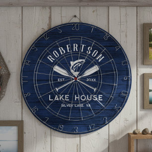 Rustieke familie Lake House Navy Blue Wood Dartbord