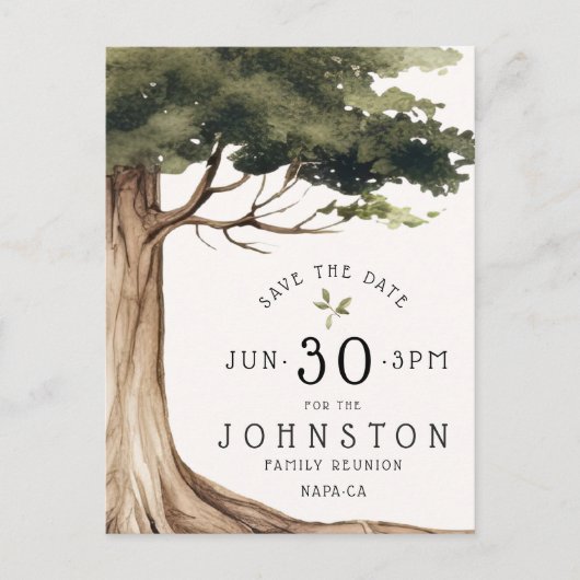 Rustieke Familie Reünie Partij Save the Date Tree Briefkaart (Voorkant)