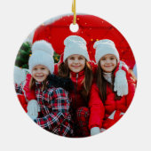 Rustieke familienaam eenvoudige groene foto Kerstm Keramisch Ornament (Achterkant)