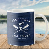 Rustieke familienaam Lake House Rustiek Blauw Hout Koffiemok