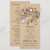 Rustieke fancy Bloemen Mason Jars Wedding Programm Programma (Voorkant / Achterkant)
