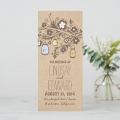 Rustieke fancy Bloemen Mason Jars Wedding Programm Programma (Staand voorkant)