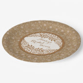 Rustieke Faux Burlap Lace Wood Wedding Vrijgezelle Papieren Bordje (Gekanteld)