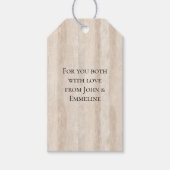 Rustieke Faux Cream Wit Houten Bruiloft Cadeaulabel (Voorkant)