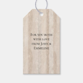 Rustieke Faux Cream Wit Houten Bruiloft Cadeaulabel