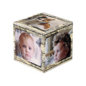 Rustieke faux hout familie 5 foto kubus (Voorkant hoekig)