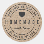 Rustieke Faux Kraft Bold Zelfgemaakt Met Liefde Ha Ronde Sticker (Voorkant)