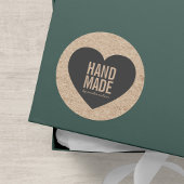 Rustieke Faux Kraft en Grijs Hart Handgemaakt Ronde Sticker