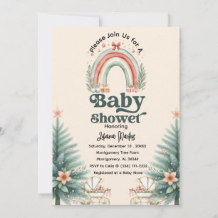 Rustieke feestelijke regenboog kerst Baby shower Kaart
