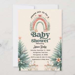 Rustieke feestelijke regenboog kerst Baby shower Kaart