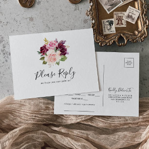 Rustieke Floral Botanical Menu Keuze RSVP Briefkaa