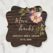 Rustieke Floral Bruids Showe Dank u Bedankjes Labels (Achterkant)