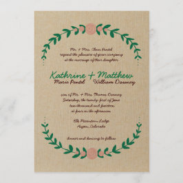 Rustieke Floral krans bruiloft uitnodiging