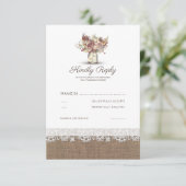 Rustieke Floral Mason Jar | Burlap Wedding RSVP (Staand voorkant)
