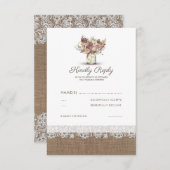 Rustieke Floral Mason Jar | Burlap Wedding RSVP (Voorkant / Achterkant)