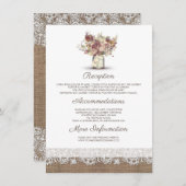 Rustieke Floral Mason Jar trouwinformatie gast Informatiekaartje (Voorkant / Achterkant)