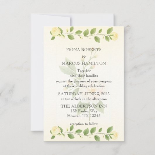 Rustieke Floral Minimalist Wedding Save the Date (Voorkant)
