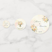 Rustieke Floral Perzik Rozen bruiloft Receptie Dec Confetti (Voorkanten)