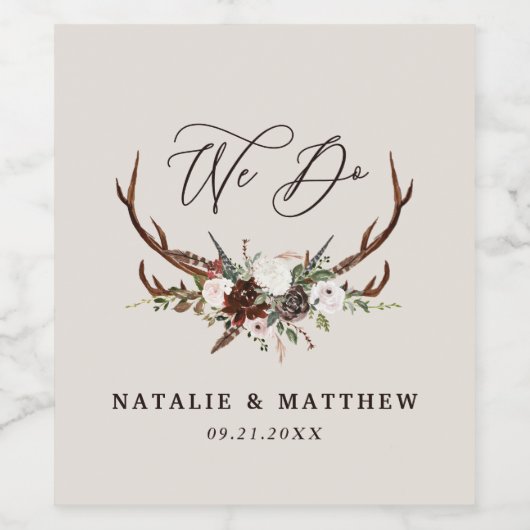 Rustieke florale botanische gepersonaliseerde brui wijn etiket (Enkel label)