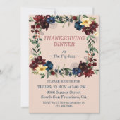 Rustieke Florals Thanksgiving Diner Custom Kaart (Voorkant)