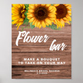 Rustieke Flower Bar Zonnebloem trouwteken poster