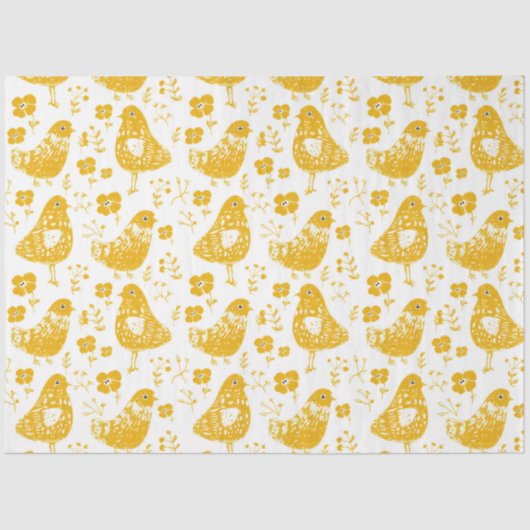 Rustieke Folk Art Chicken Decoupage Tissue Paper Tissuepapier (Voorkant)