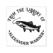 Rustieke forel, Fish Hook Library Boeknaam Zelfinktende Stempel (Design)