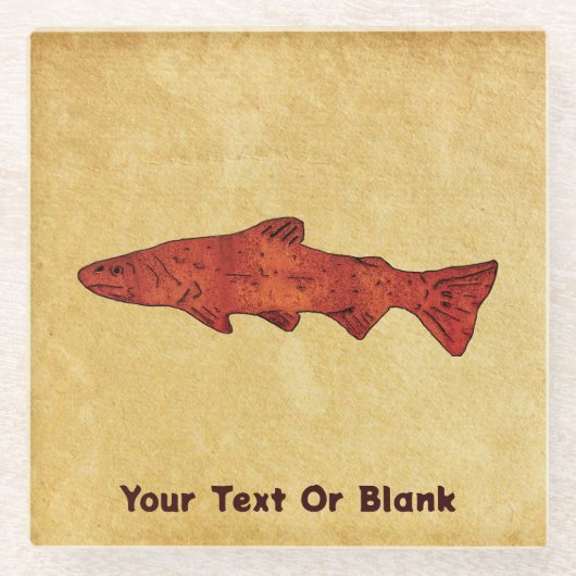 Rustieke forel glazen onderzetter (Voorkant)