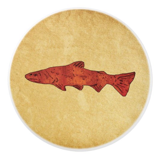 Rustieke forel keramische knop (Voorkant)