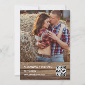 Rustieke foto boerderij QR code bruiloft uitnodigi Kaart (Achterkant)