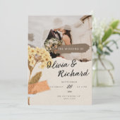 rustieke foto bruiloft uitnodiging (Staand voorkant)