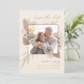 Rustieke foto herfst bruiloft save the date (Staand voorkant)