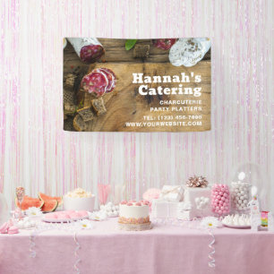 Rustieke foto houten bord charcuterie catering spandoek