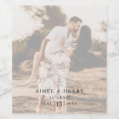 Rustieke foto Moderne bruiloft Wijn Etiket (Enkel label)