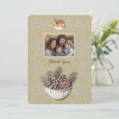 Rustieke Foto Pine Branches Flat Bedankt Card (Staand voorkant)