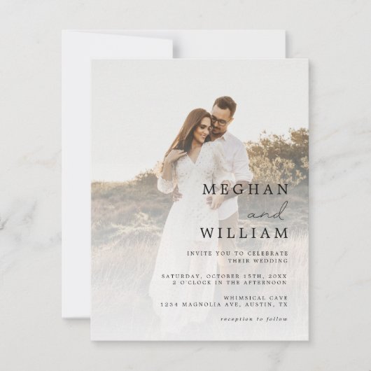 Rustieke foto QR code bruiloft uitnodiging (Voorkant)