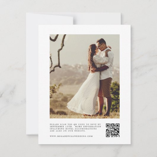 Rustieke foto QR code bruiloft uitnodiging (Achterkant)