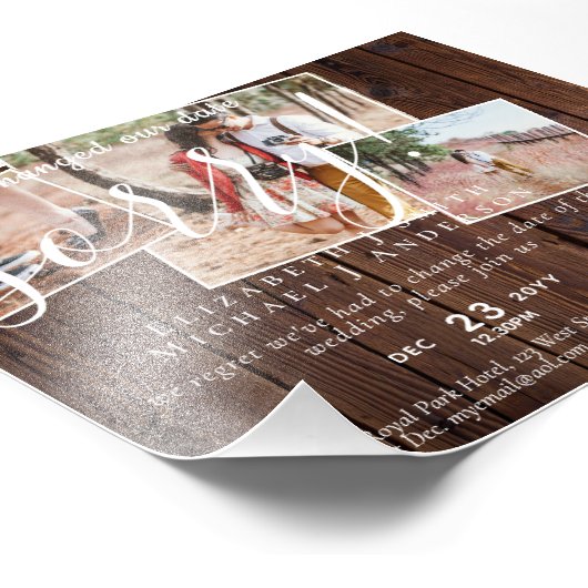 Rustieke FOTO Wijziging van plannen Nieuwe datum u Foto Afdruk (Hoek)