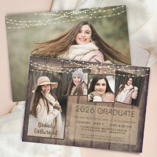 Rustieke fotocollage houten slinger met lampjes af kaart