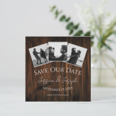 Rustieke Fotocollage Save The Date (Staand voorkant)