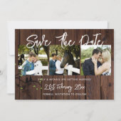 Rustieke FOTOCollage Save The Date Huwelijk Kaart (Voorkant)