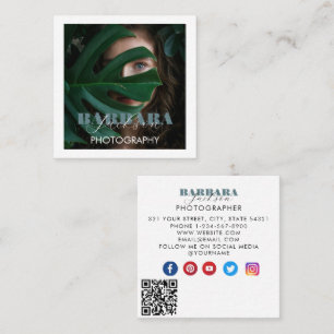 Rustieke fotograaf foto wit papier textuur vierkante visitekaartje