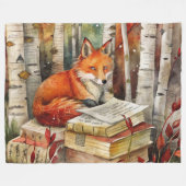 Rustieke Fox Books Woodland Herfst Herfst Fleece Deken (Voorkant (Horizontaal))