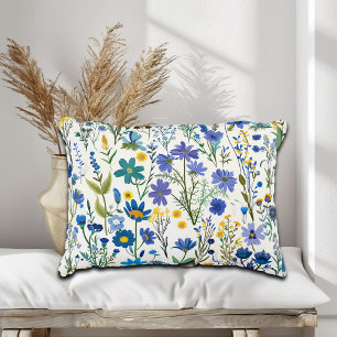 Rustieke Franse Blauwe Tuin Wildflowers Accent Kussen