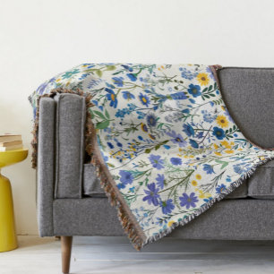 Rustieke Franse Blauwe Tuin Wildflowers Deken