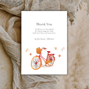 Rustieke Franse herfstbladeren Fiets Baby shower Bedankkaart