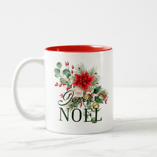 rustieke franse joyeux noel tweekleurige koffiemok (Links)